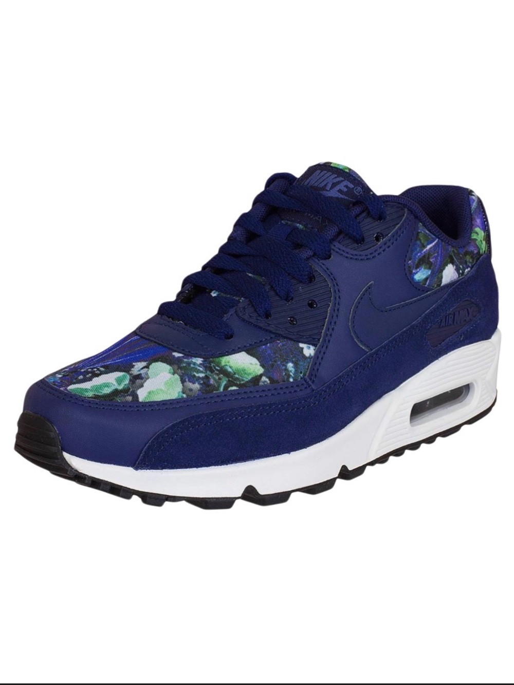 Nike Women’s Air Max 90 SE Floral Binary Blue Sneaker in Navy with Floral Accent